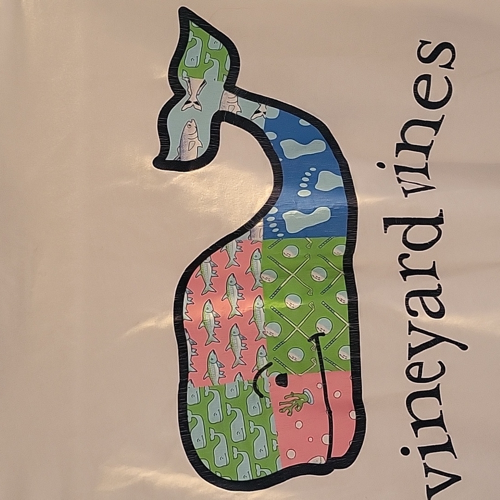 Vineyard Vines white long sleeve men's t-shirt multi-color pnk grn blue Whale S